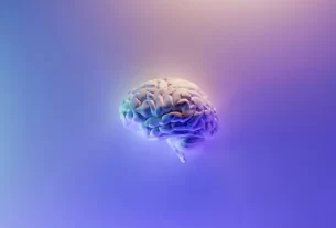 Desenho de um cerebro humano colorido Representação das ondas alfa estimulando criatividade e foco