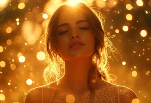 Mulher elevando sua vibração com a Lei da Atração.