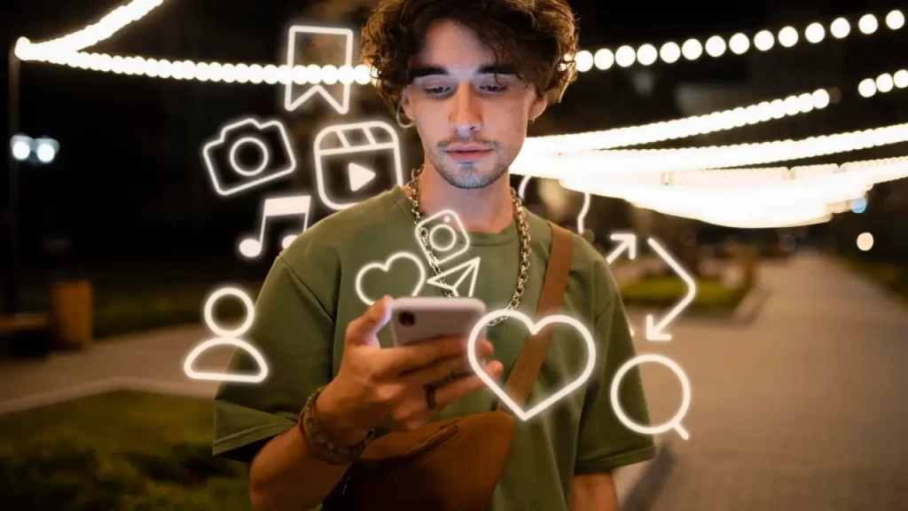 símbolos de redes socias caminho que pode levar ao burnout do bem-estar.