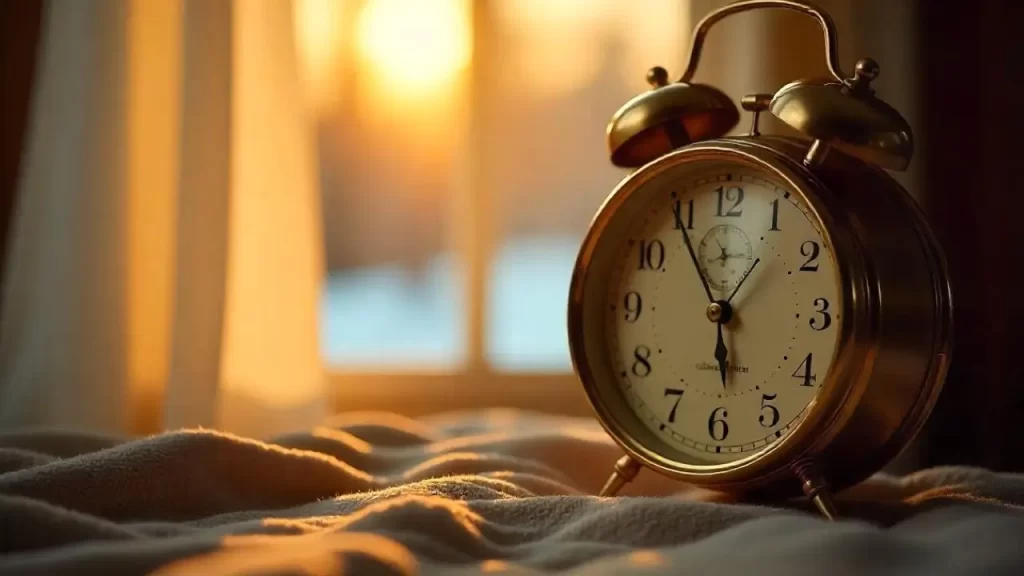 : Relógio espiritual marcando a hora para  o ritual das 6h06 6h06, representando o despertar da frequência da abundância.