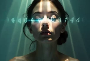 "Mulher em conexão espiritual com triângulo sagrado e números, representando a Chave do Destino