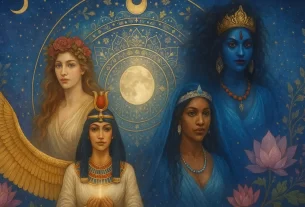 Representação das Deusas do Sagrado Feminino em uma mandala espiritual