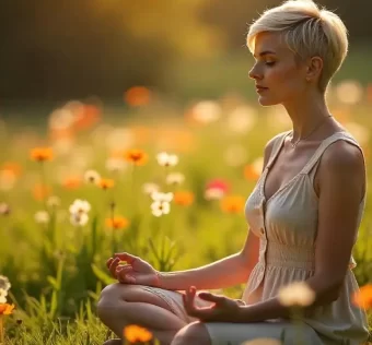 mulher em estado de canalização recebendo mensagens canalizadas espirituais