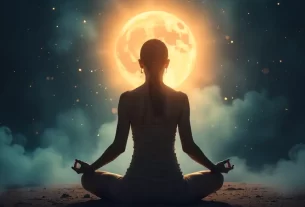 mulher em meditação entrando na frequência da abundancia