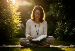 Mulher praticando gratidão e visualização para desenvolver a Atitude Mental Positiva